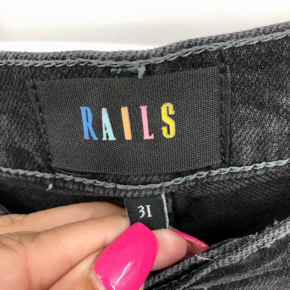 RAILS Womens The Topanga Straight Leg Jeans 31 US 12 Black Stretch High Rise NWT - Picture 7 of 10